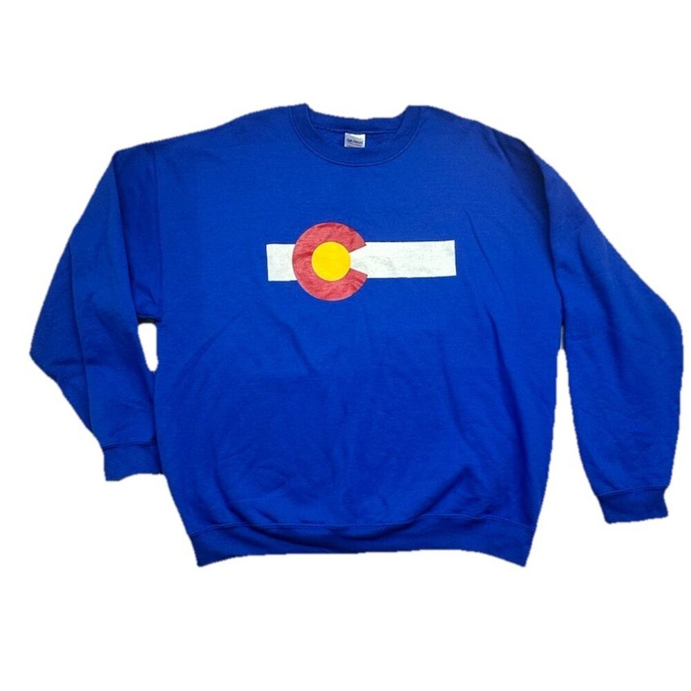 COLORADO Sweatshirt Unisex XL Gildan State Flag Logo Blue Pullover
